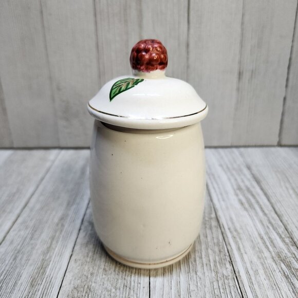 Vintage Knotts Berry Farm Ceramic Canister Sugar Jam White 5'' - Made in Japan - Picture 2 of 8